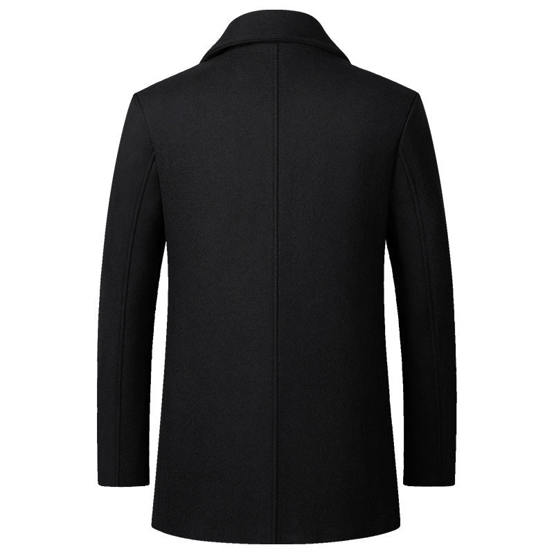 Double Breasted Wool Coat For Men Solid Color Lapel With Side Pockets Big And Tall - FASHIONS STOP