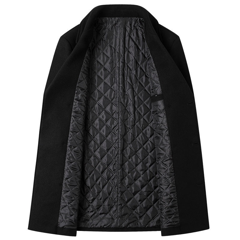 Double Breasted Wool Coat For Men Solid Color Lapel With Side Pockets Big And Tall - FASHIONS STOP