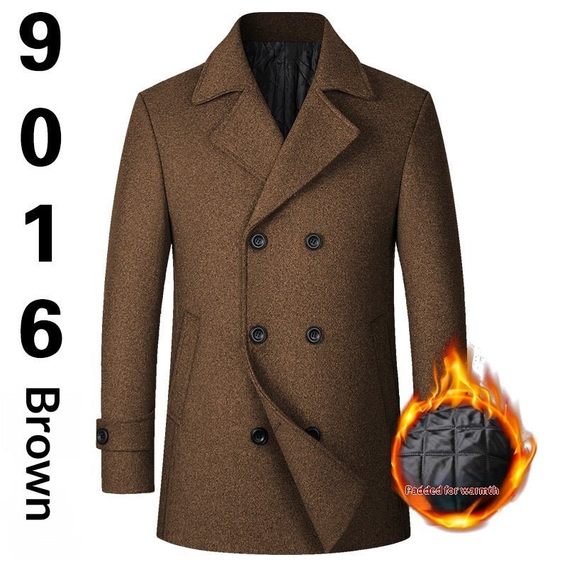 Double Breasted Wool Coat For Men Solid Color Lapel With Side Pockets Big And Tall - FASHIONS STOP