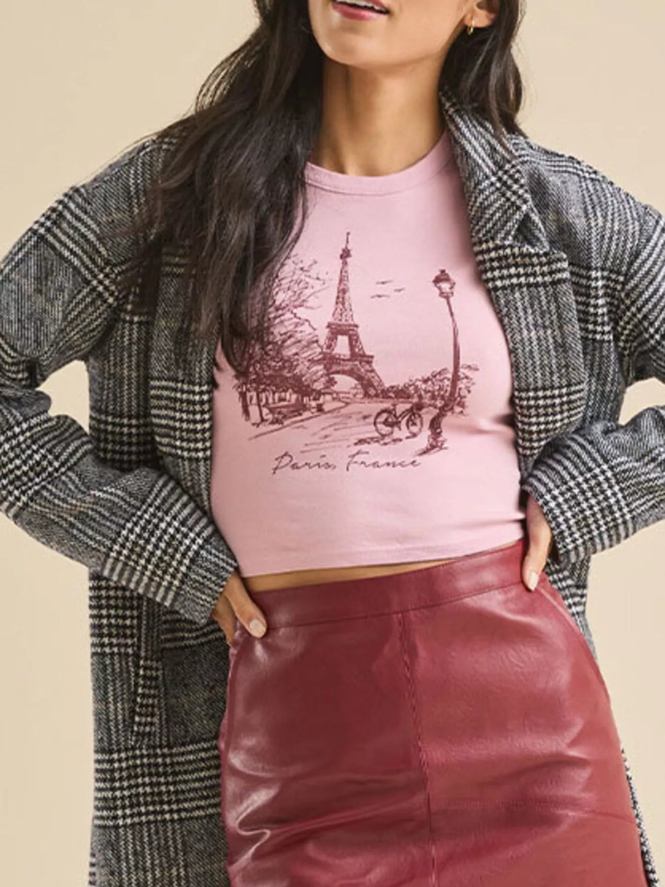 Graphic Round Neck Crop T-Shirt - FASHIONS STOP