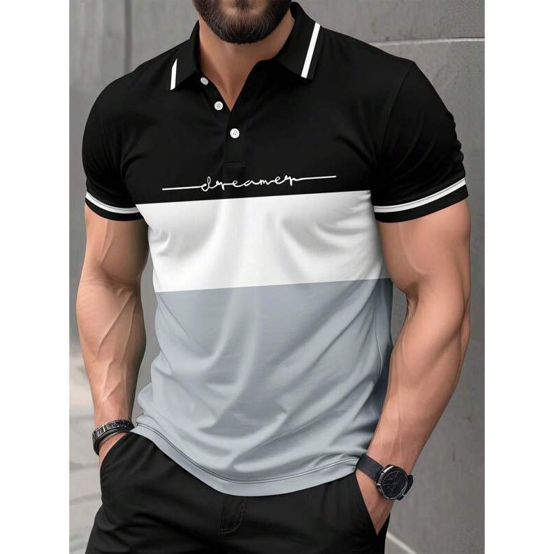 Mens 3D Printed Short Sleeve Polo Shirt With Button Up Front Casual Comfort Premium Polyester Fabric For Daily Comfort - FASHIONS STOP