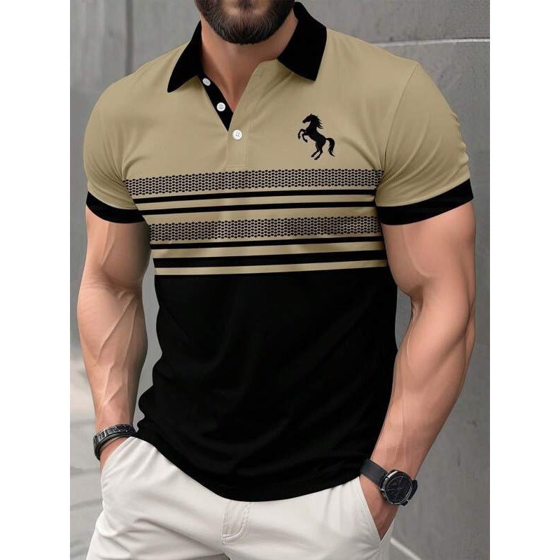 Mens 3D Printed Short Sleeve Polo Shirt With Button Up Front Casual Comfort Premium Polyester Fabric For Daily Comfort - FASHIONS STOP
