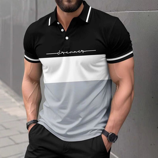 Mens 3D Printed Short Sleeve Polo Shirt With Button Up Front Casual Comfort Premium Polyester Fabric For Daily Comfort - FASHIONS STOP