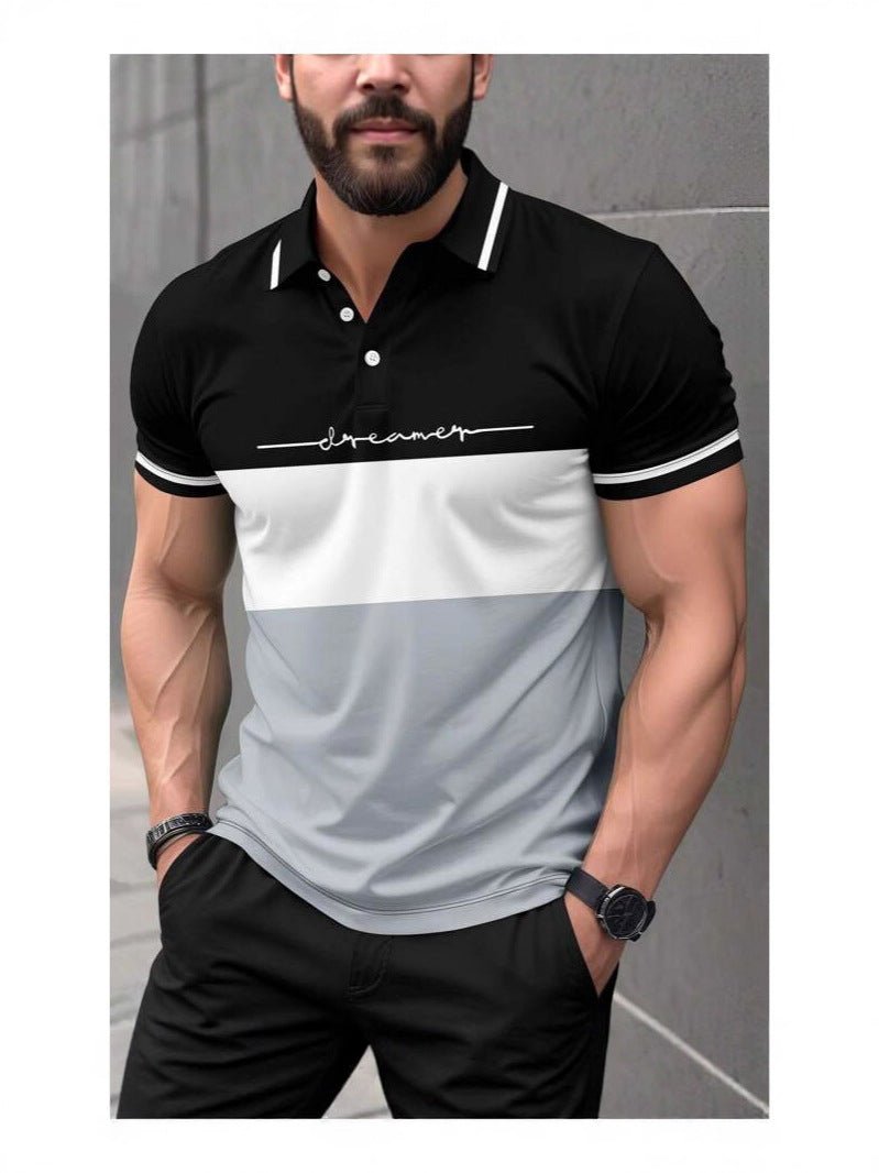 Mens 3D Printed Short Sleeve Polo Shirt With Button Up Front Casual Comfort Premium Polyester Fabric For Daily Comfort - FASHIONS STOP
