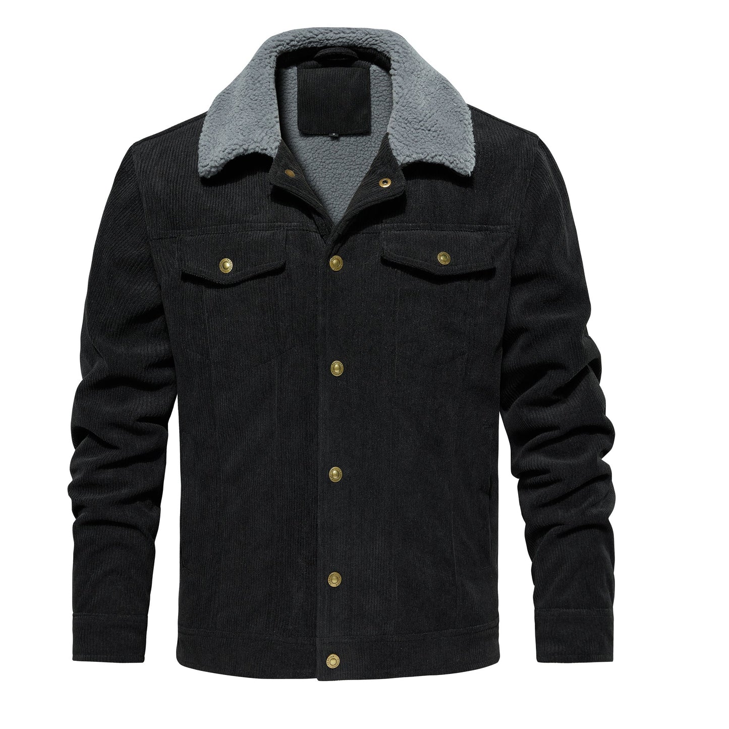 Men's Corduroy Jacket Winter Sherpa Lined Warm Thick Trucker Cargo Coat With 5 Pockets - FASHIONS STOP