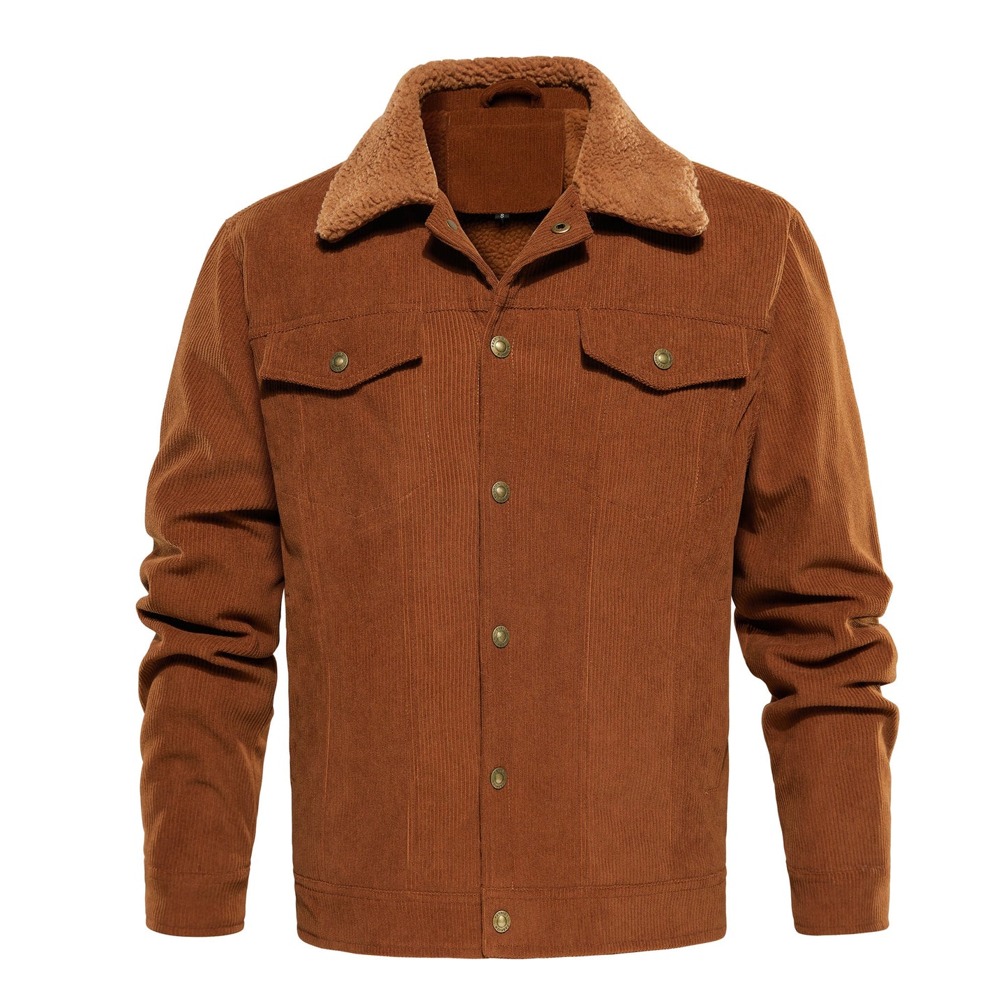 Men's Corduroy Jacket Winter Sherpa Lined Warm Thick Trucker Cargo Coat With 5 Pockets - FASHIONS STOP