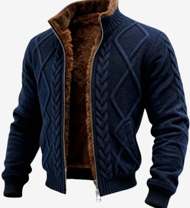 Mens Hooded Jacket Loose Fit Wrinkle Resistant Fleece Lined All Season Warm For Middle Aged Men - FASHIONS STOP