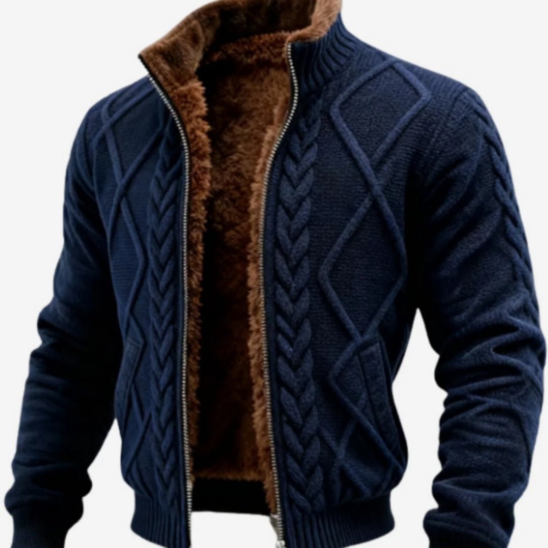 Mens Hooded Jacket Loose Fit Wrinkle Resistant Fleece Lined All Season Warm For Middle Aged Men - FASHIONS STOP