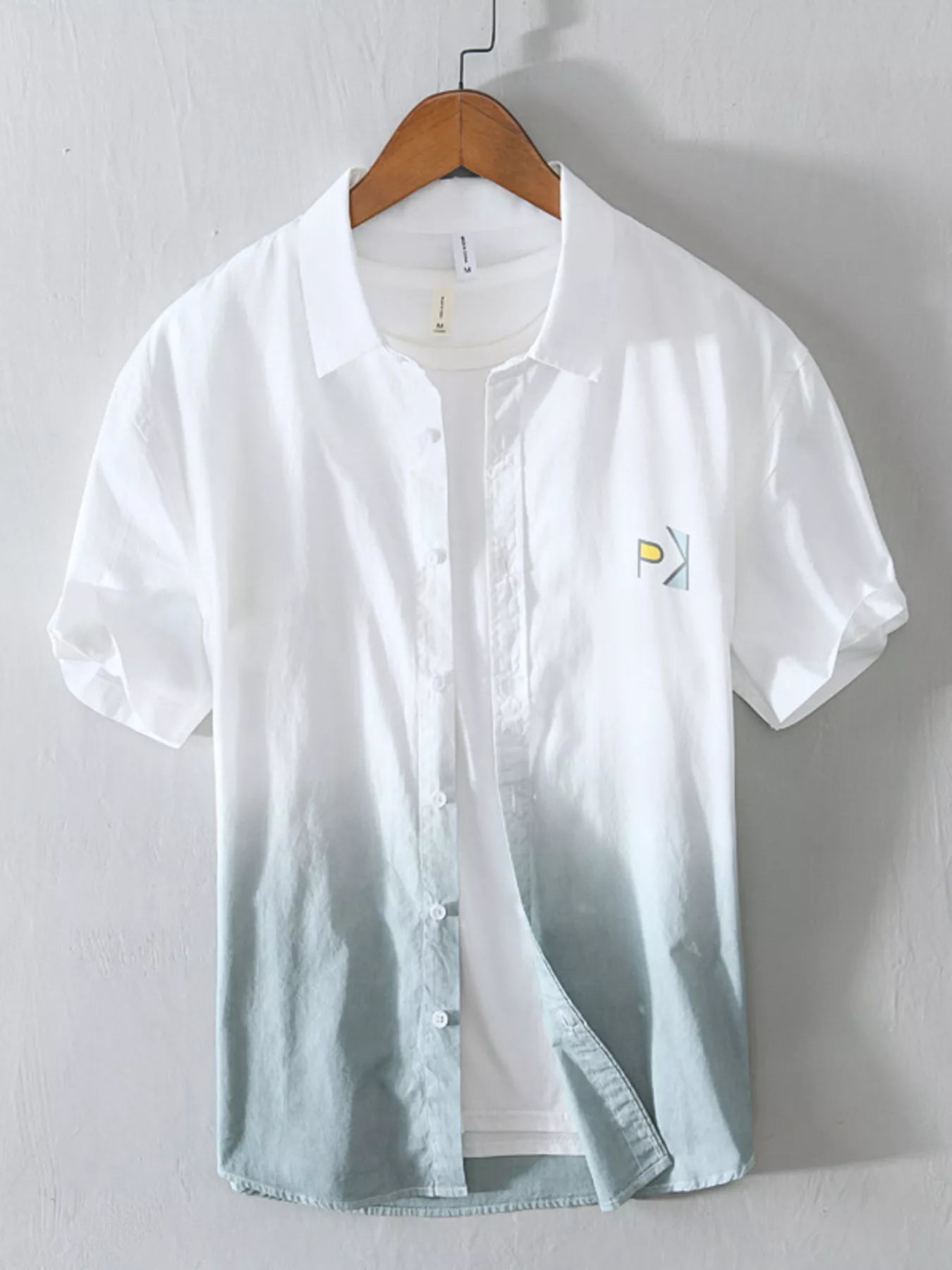 Men's Plus Size Gradient Casual Short Sleeve Shirt - FASHIONS STOP