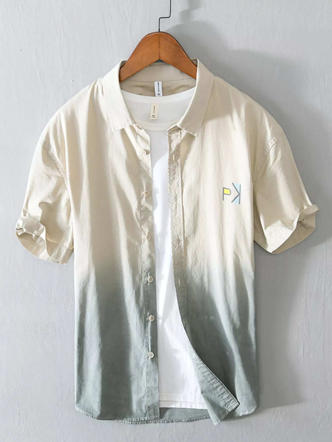 Men's Plus Size Gradient Casual Short Sleeve Shirt - FASHIONS STOP