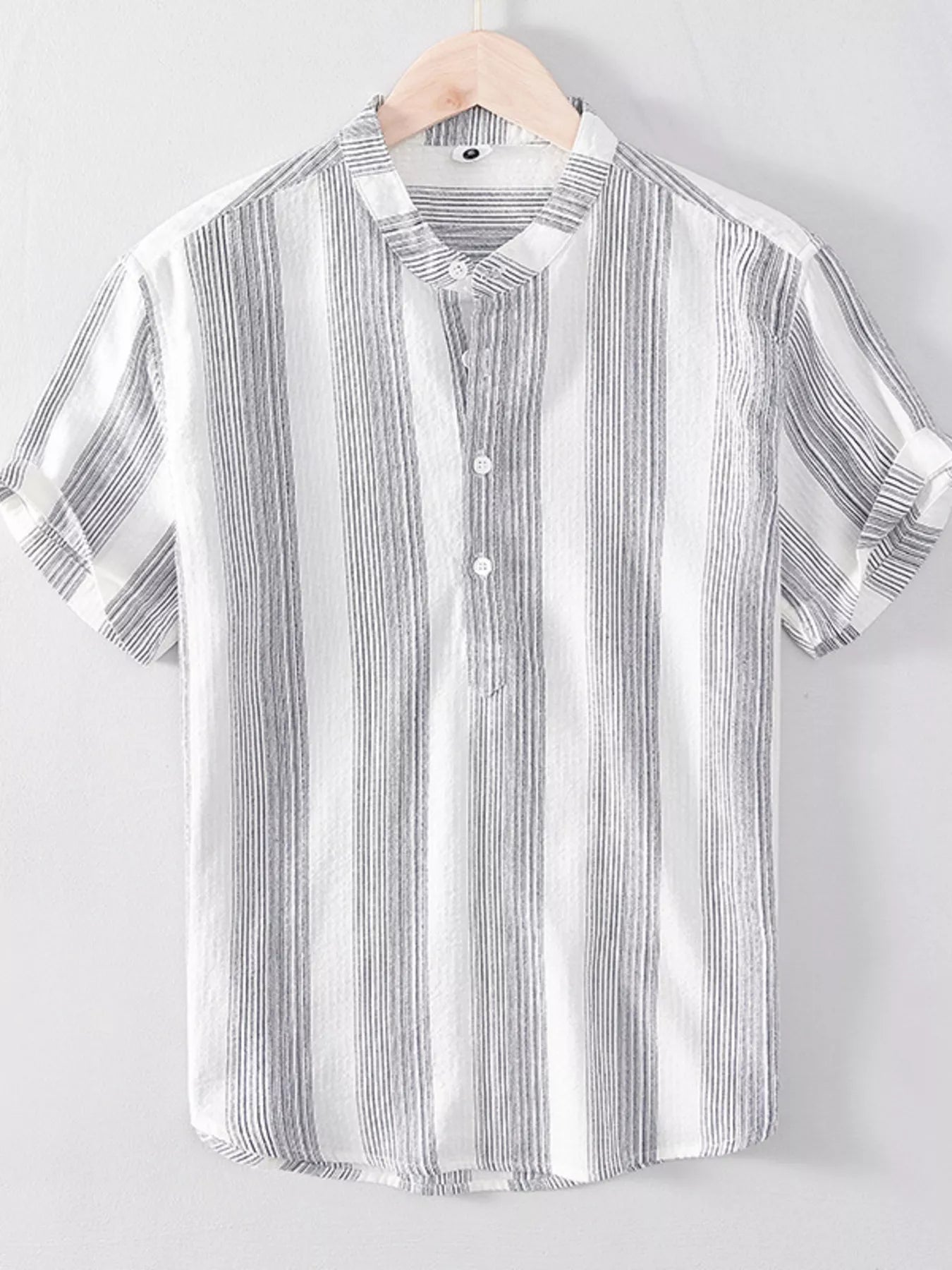 Men's Plus Size Striped Short Sleeve Blouse - FASHIONS STOP