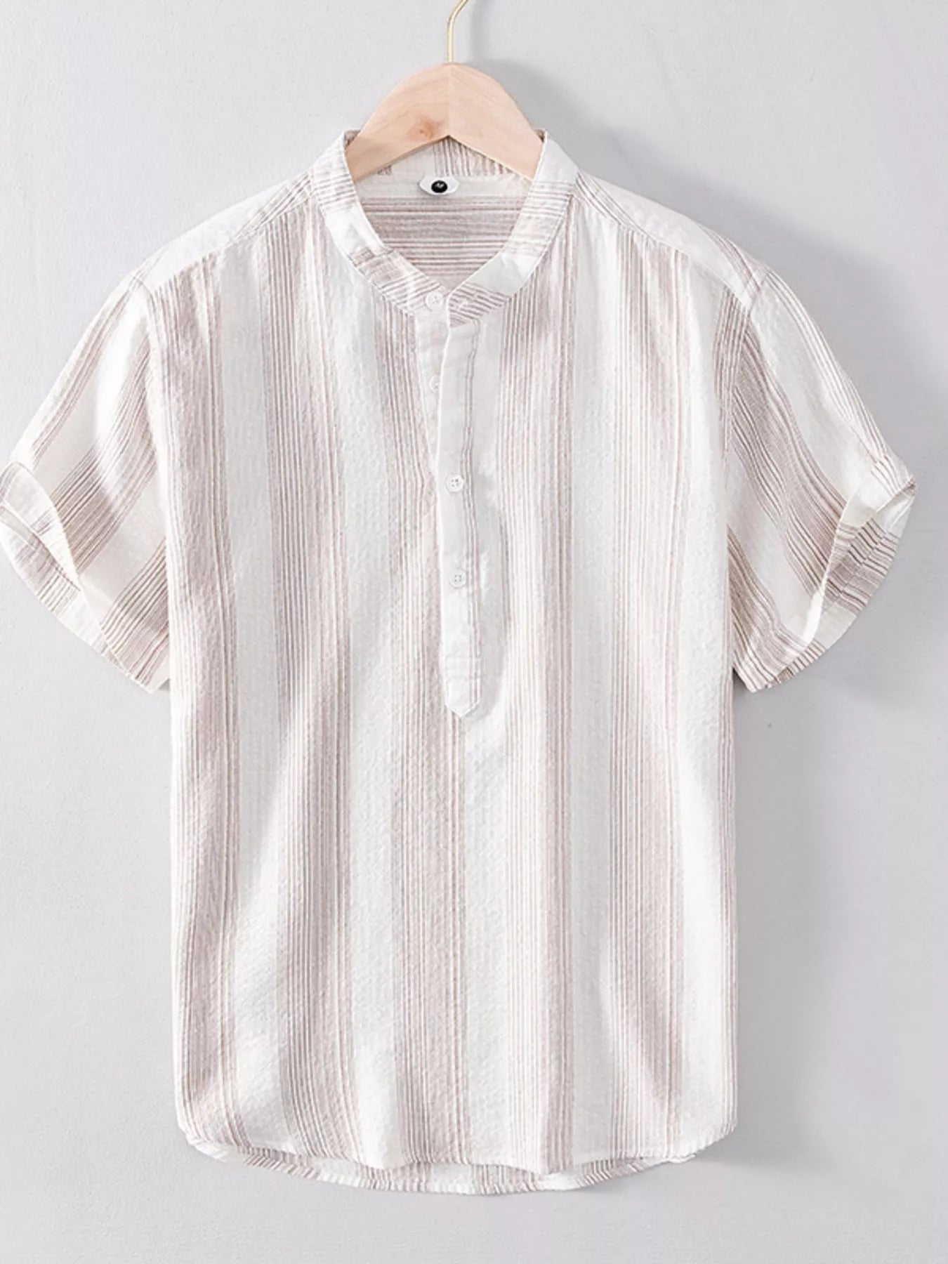 Men's Plus Size Striped Short Sleeve Blouse - FASHIONS STOP