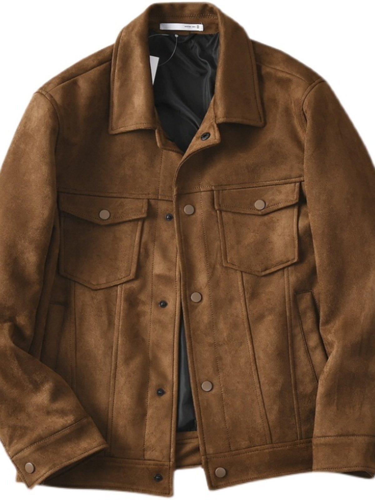 Mens Retro Suede Like Corduroy Jacket With Lapel Side Seam Pockets Casual Workwear Slim Fit Autumn - FASHIONS STOP