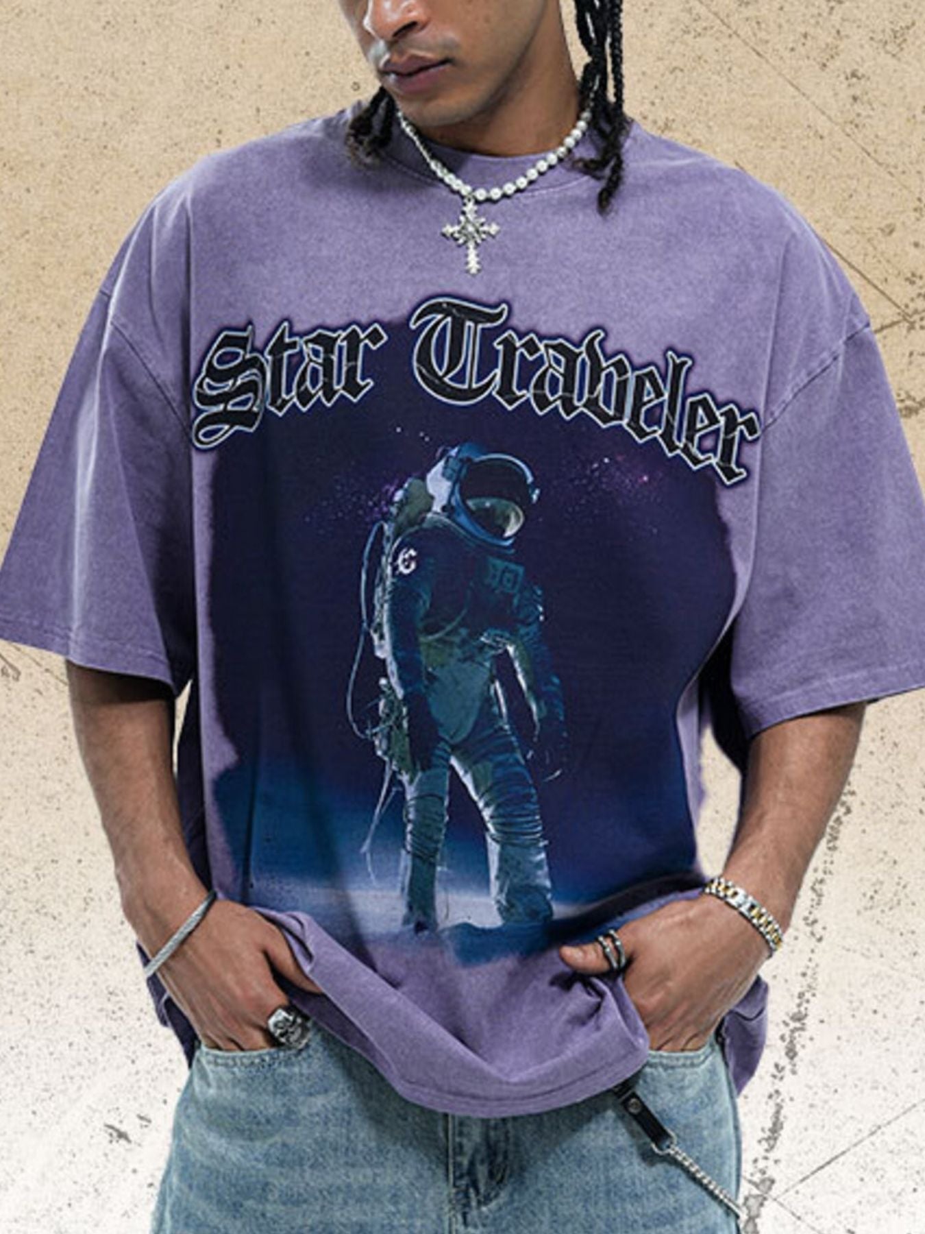 Men's Star Traveler Graphic Oversized T-Shirt - FASHIONS STOP