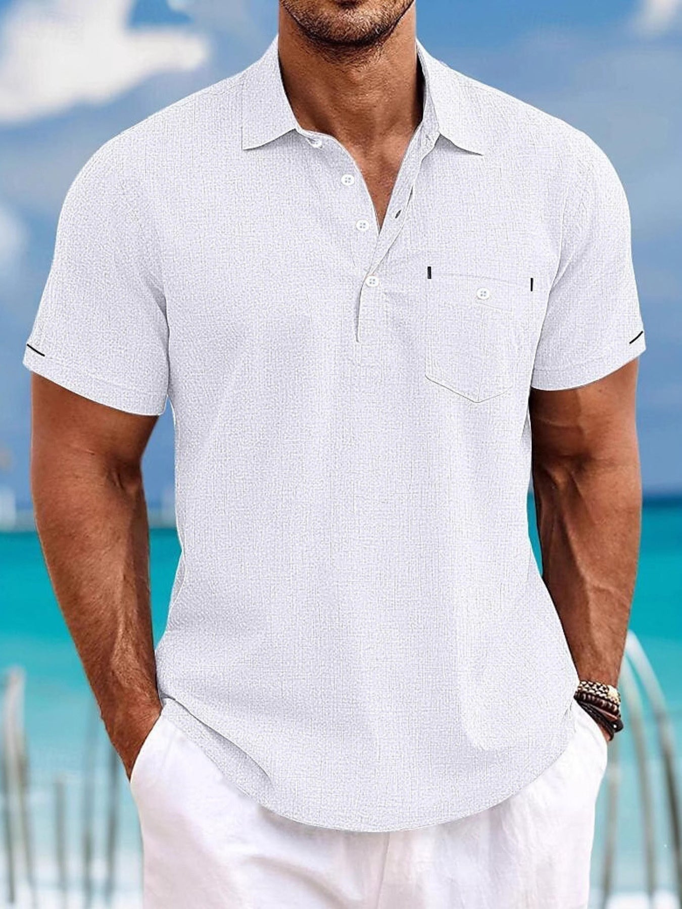 Plus Size Mens Polo Shirt Breathable Cotton Blend Button Detail For Everyday Comfort - FASHIONS STOP